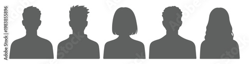 Set of diverse people silhouettes vector illustration of various head shapes ideal for user interface and profile placeholders