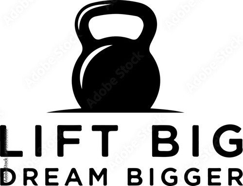 Fitness motivation, kettlebell vector, gym quote, workout inspiration