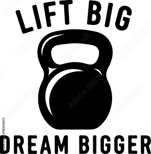 Fitness motivation typography, kettlebell vector, gym quote, workout inspiration graphic