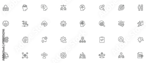 Problem Solving line editable icon set. Containing Problem, Solution, logic, strategy, thinking, process, decision, idea, and more. Editable stroke.