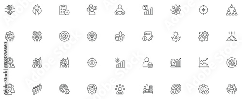 Sales management line editable icon set. Contain icons related to CRM, Business Process, marketing, sales team, effective, and more. editable stroke.