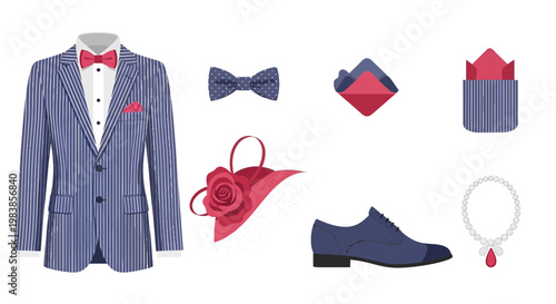 Elegant Men's Formal Suit with Accessories and Footwear