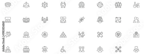 Society icon set. Editable line icons.