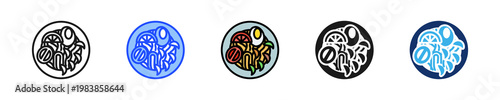 Fried Noodles Icon Collection With Multiple Styles