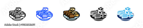 Fried Tofu And Tempeh Icon Collection With Multiple Styles
