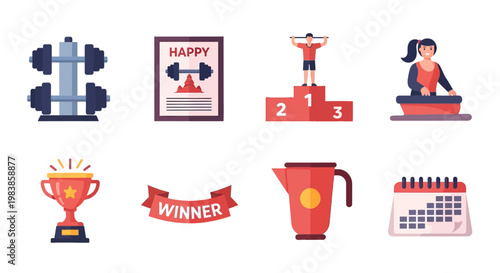 Celebration and Achievement Stock Image with Trophies and Medals