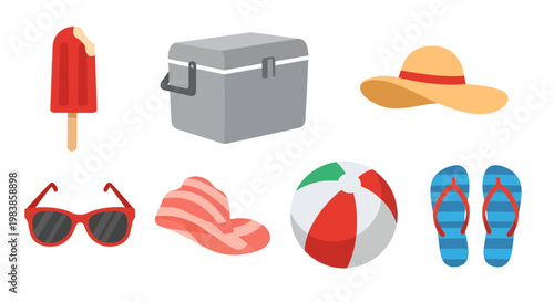 Summer Vacation Accessories Set with Beach Essentials and Lifestyle Items