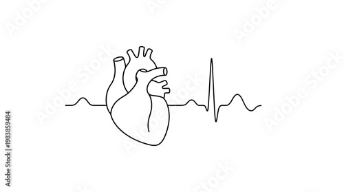 Human heartbeat ekg line art medical symbol.