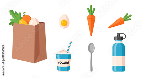 Fresh Healthy Food and Beverage Items for Balanced Diet