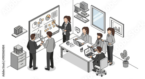 Business people working in office space.