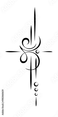 decorative element with an ornate abstract pattern featuring curls and vignettes; graphic design