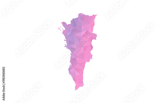 Manila Map - Polygon Style Vector Illustration in Pink and Purple Gradient, Low Poly Geometric Design, Isolated on White Background for Infographics and Education.