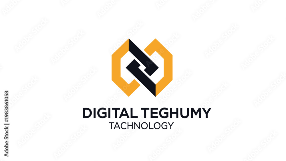 Obraz premium Abstract geometric logo design with interlocking shapes for digital technology.