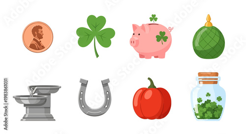 Collection of St. Patrick's Day Symbols and Lucky Items