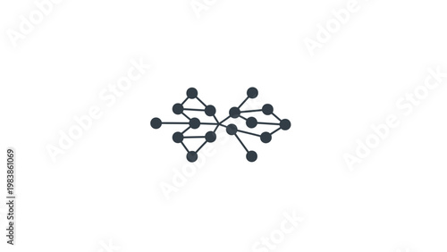 Abstract network nodes and connecting lines icon.