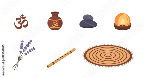 Spa and Meditation Elements with Lavender and Natural Decor