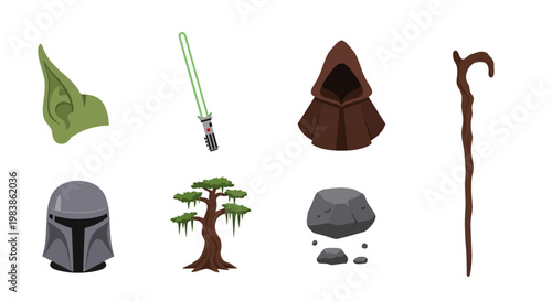 Star Wars Themed Collection of Iconic Characters and Items