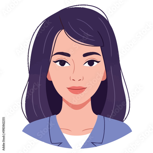 Professional Woman Portrait Depicting Diverse Businesswoman Character for Workplace Communications and Corporate Branding Concepts Utilizing a Stylized Artistic Rendering to Convey Approachable