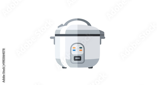 Modern White Electric Rice Cooker with Digital Display and Indicator Lights