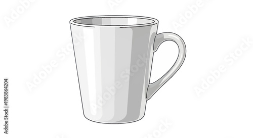 Clean White Ceramic Coffee Mug Isolated on White Background - Simple Design