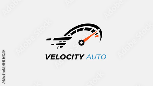 Speedometer Logo with Velocity Auto Text.
