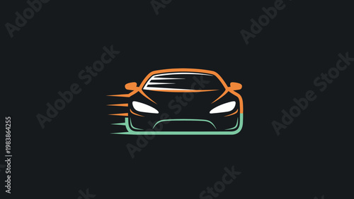 Sports Car Front View Speed Motion.