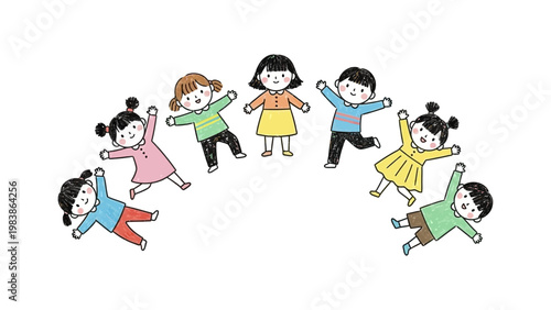 happy diverse group of young children playing joyfully in a circle illustrating friendship innocence and collective childhood fun