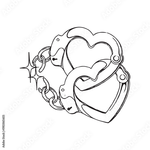 illustration of heart handcuffs