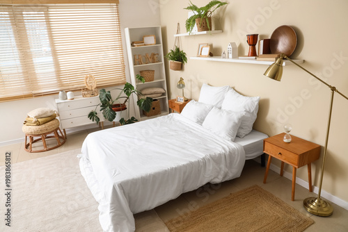 Stylish interior of bedroom...