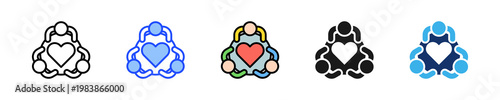 Emotional Support Group Icon Collection With Multiple Styles
