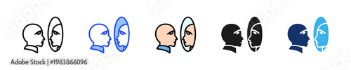 Self Reflection Icon Collection With Multiple Styles