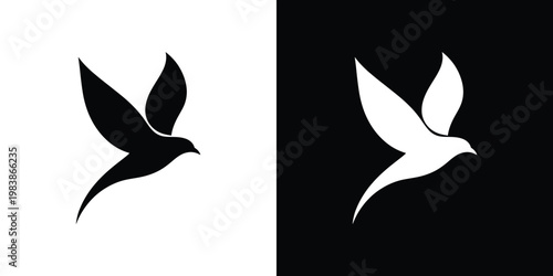 Black and white bird silhouettes on contrasting backgrounds 2