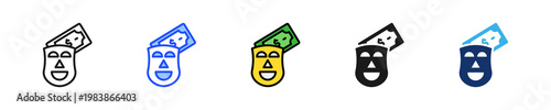 Finance Mask Icon Collection With Multiple Styles
