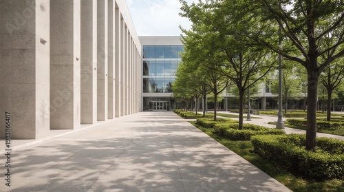 Empty road nearby office building