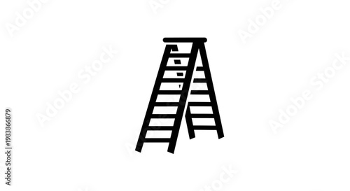 Simple drawing of an open wooden stepladder on a white background
