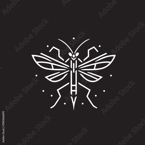 Illustration of a mosquito on a black background. Vector illustration