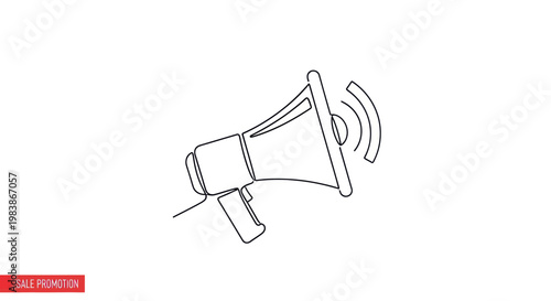 Megaphone announcement icon, communication and promotion symbol, simple outline drawing