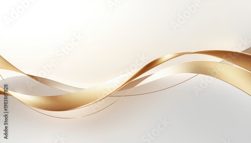 A golden ribbon waves gently against a clean white background