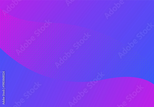 Abstract purple and blue gradient background with halftone dotted wave shapes and soft diagonal light streaks, modern futuristic wallpaper with copy space