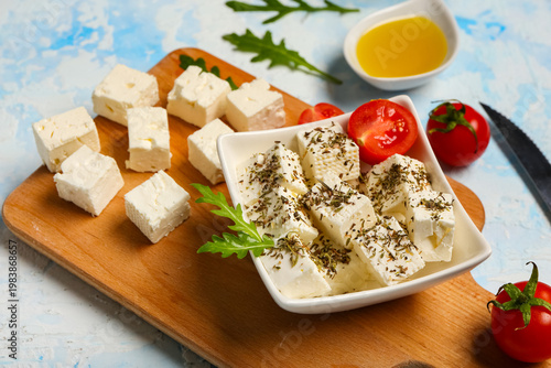 Bowl with cubes of feta che...
