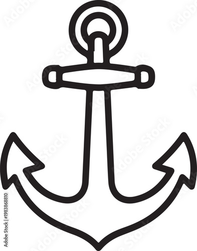 Nautical anchor symbol for maritime transportation and sea voyage icon Isolated on white background