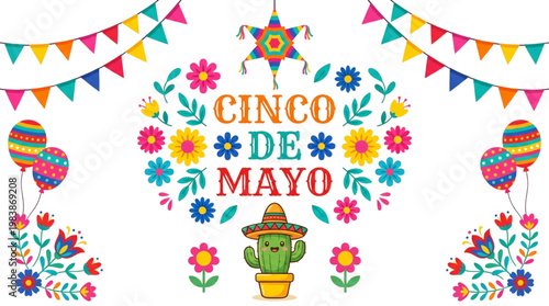 Cinco de Mayo Fiesta Celebration Festive Mexican Holiday Party Design for Marketing and Web Design