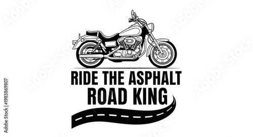 Classic Motorcycle on White Background with Text.