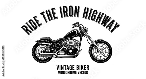 Classic Motorcycle on the Iron Highway Vintage Biker Style.