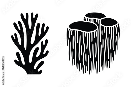 Konstfotografi Marine life silhouette featuring sea coral and underwater reef vegetation