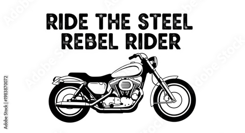Classic Motorcycle Rebel Rider Graphic Design.