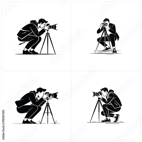 Black and white of four people using smartphones while standing on scales mobile phones