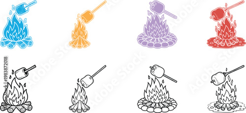 Four stylized of a woman in a dress holding a parasol with different patterns and colors floral pattern