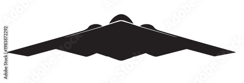 Stealth Bomber Silhouette Vector, Flying Wing Military Aircraft, Black and White Aviation Illustration
