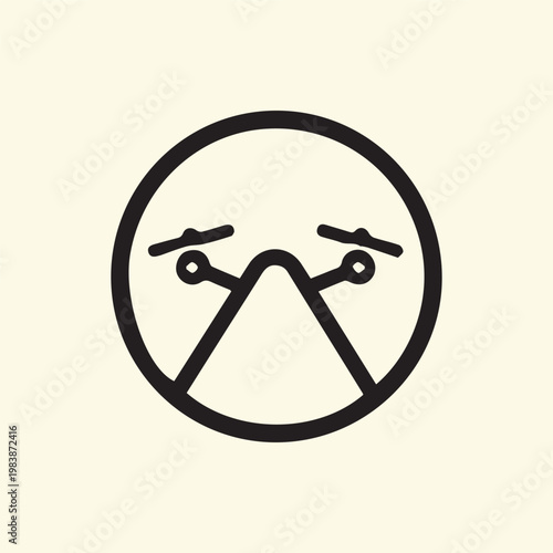 Abstract sad face icon with mountain nose design a minimalist and emotive graphic